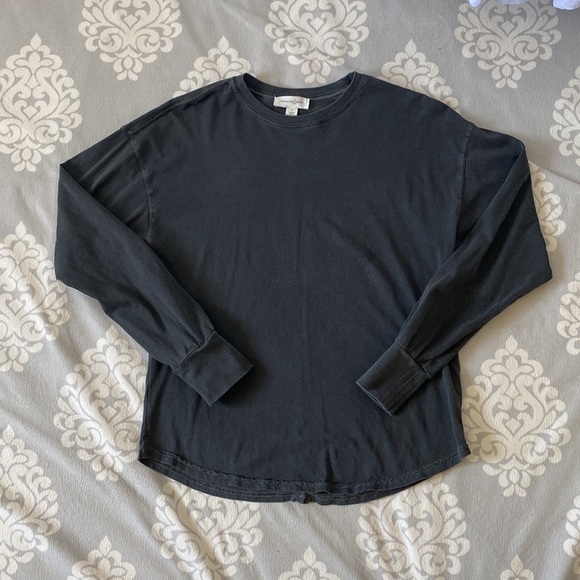 Treasure & Bond - Charcoal Grey Long Sleeve Basic T-Shirt Top - Picture 3 of 4